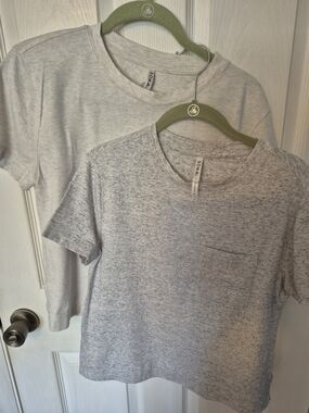 Bundle Of 2 Soma  Light Heather Gray & BeigePocket Tee Duo - Short Sleeve Tops